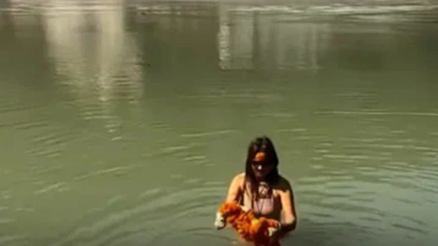 Woman In Bikini Takes Holy Dip In River Ganga