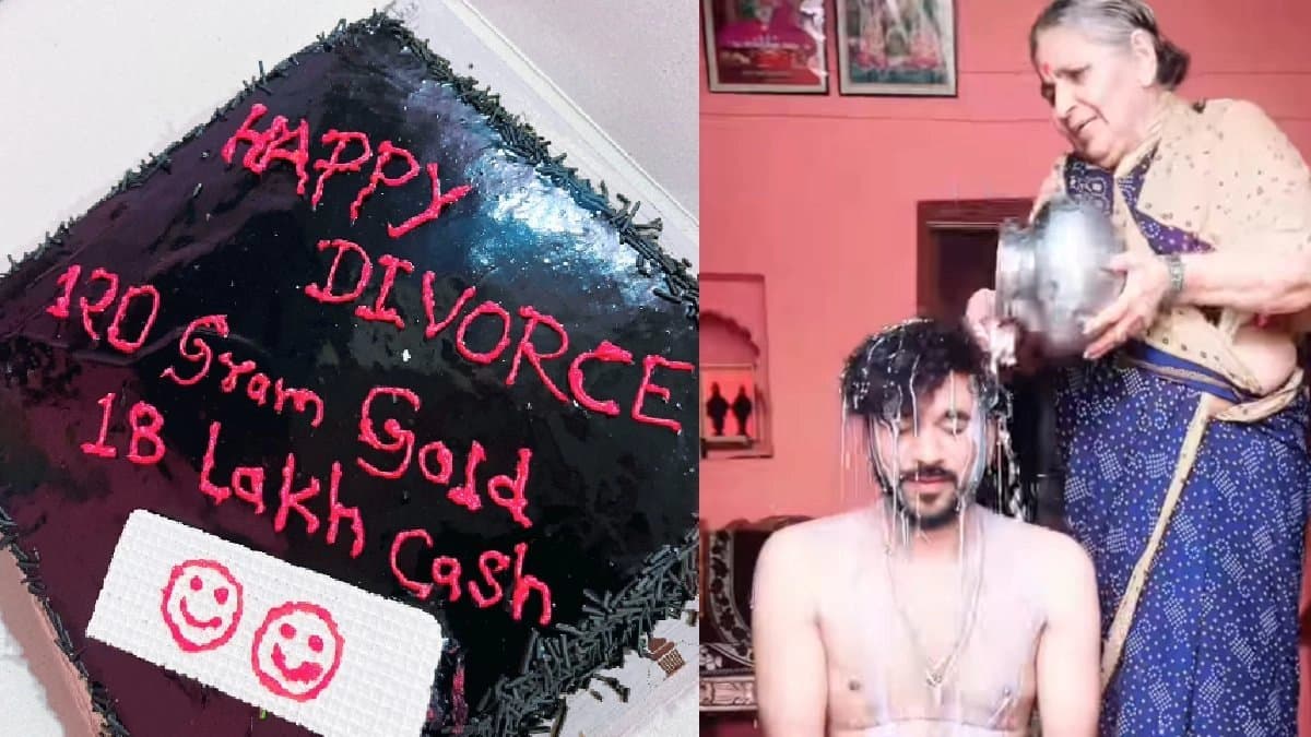 Happy Divorce After Sons Divorce  Makes Him Cut Cake Mummy Performs Milk Bath 