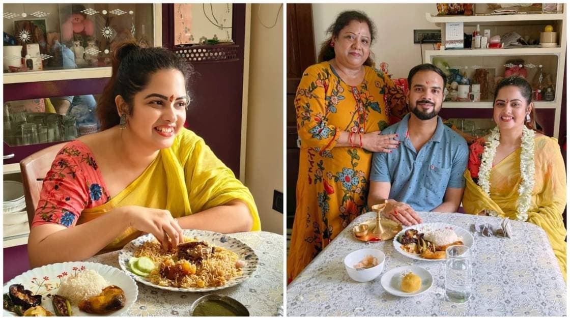 tollywood actress payel deb eating aiburo bhat and soon to be become bride ent