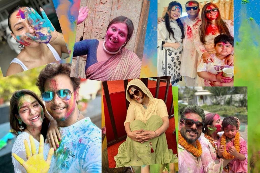 Mimi Chakraborty, Nusrat Jahan, Subhashree Ganguly, Srabanti Chatterjee Celebrating Holi