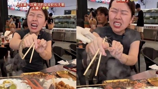 Woman Bitten By Live Shrimp While Trying To Eat It 