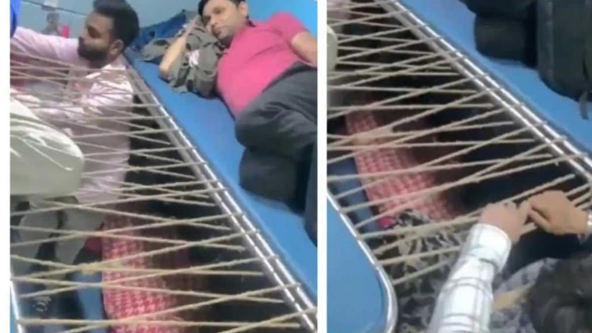 Passenger Weaves Own Seat Between Berths In Packed Train gnr 