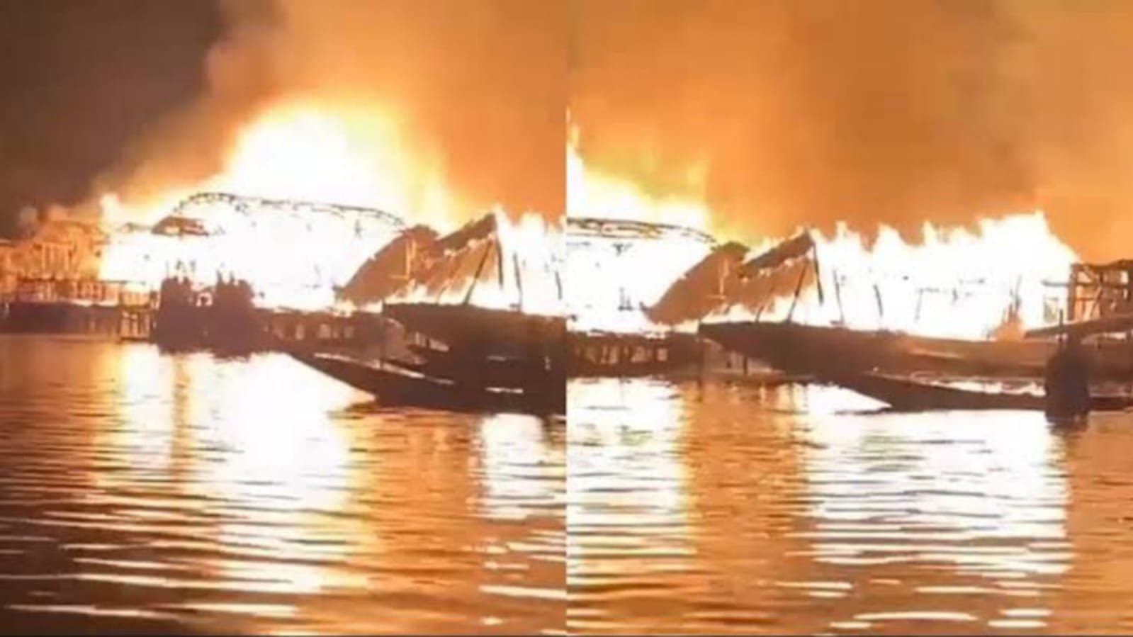 Massive Fire At Srinagar's Dal Lake, Several Houseboats Destroyed