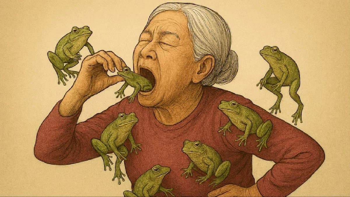 Elderly woman swallows eight frogs doctors are shocked