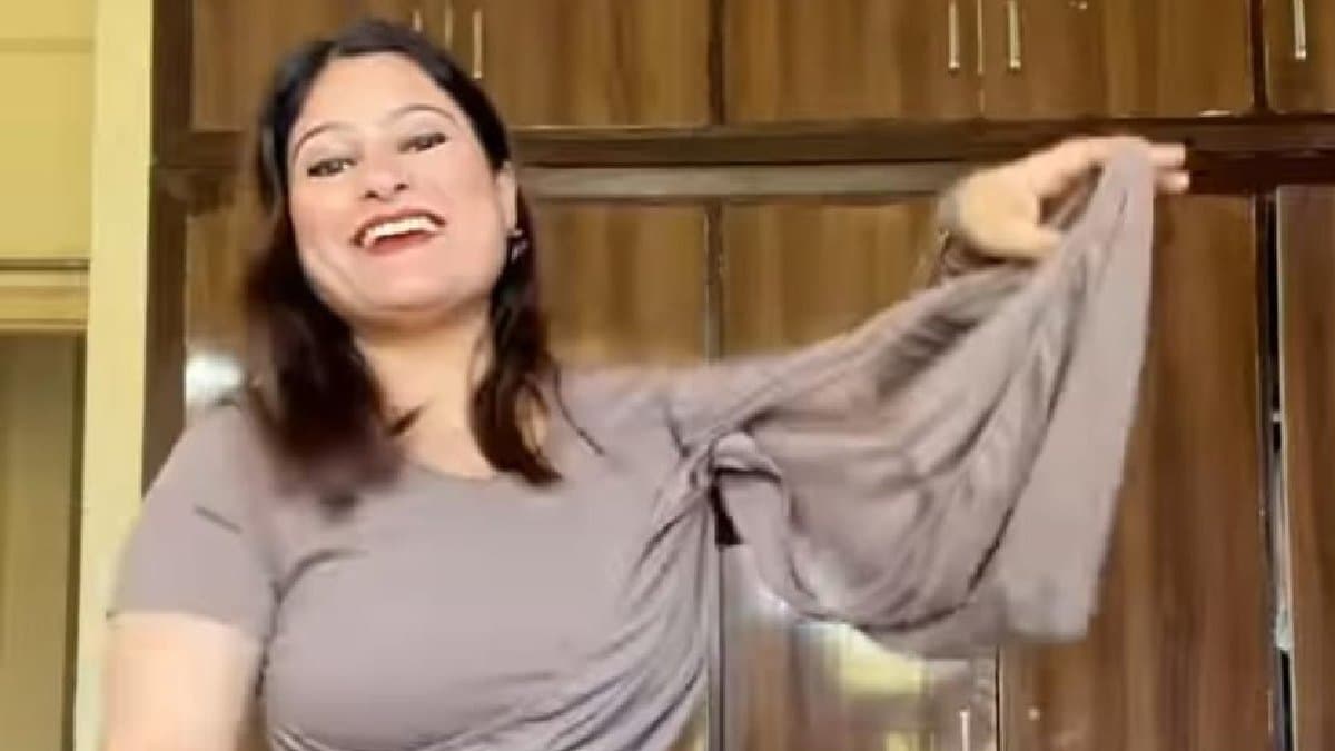  woman confused about the design of her new dress delivered through online shopping viral video