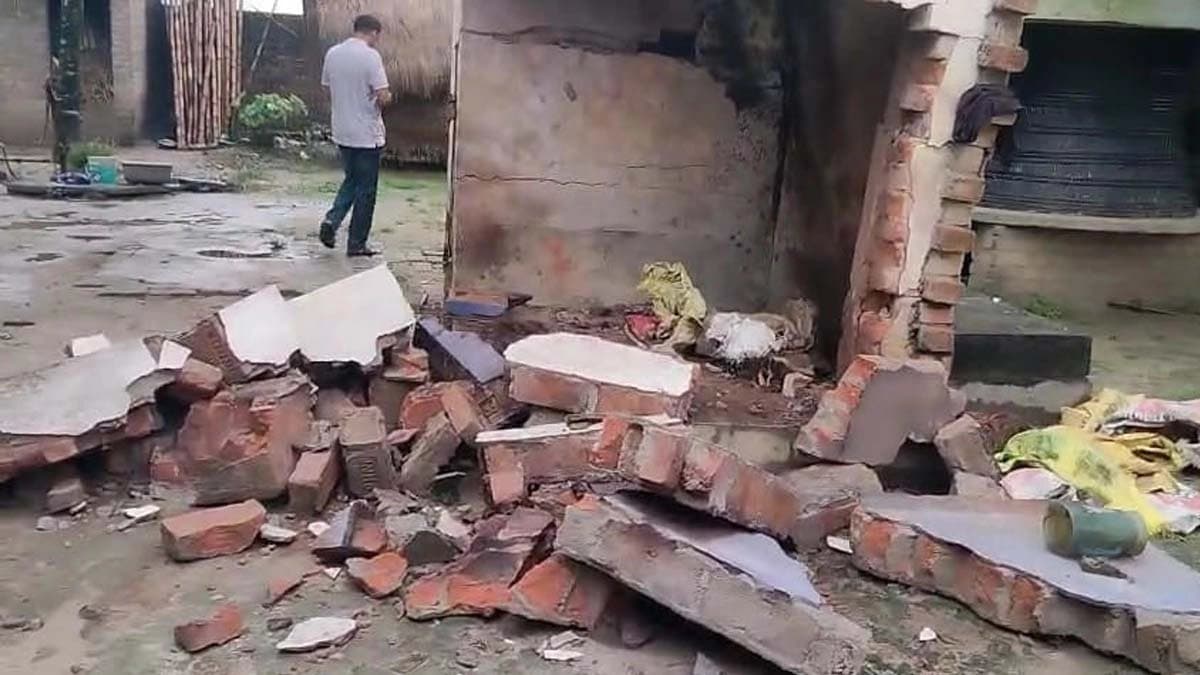 Amid heavy showers explosion rocked the village