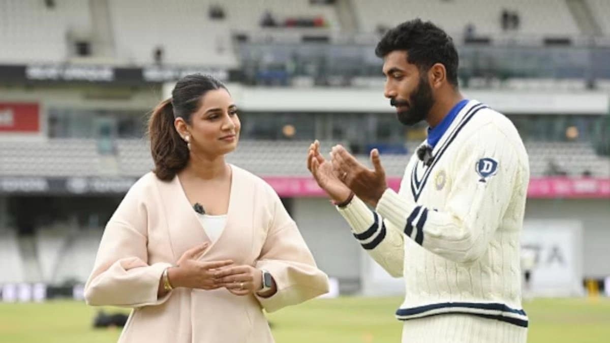 Sanjana Ganesan takes interview of Jasprit bumrah after taking five wickets at Lords 