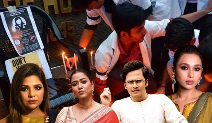 sohini sarkar mimi chakraborty sudipta chakraborty rwitobrata mukherjee and many more tollywood celebrities are protesting for rg kar ent