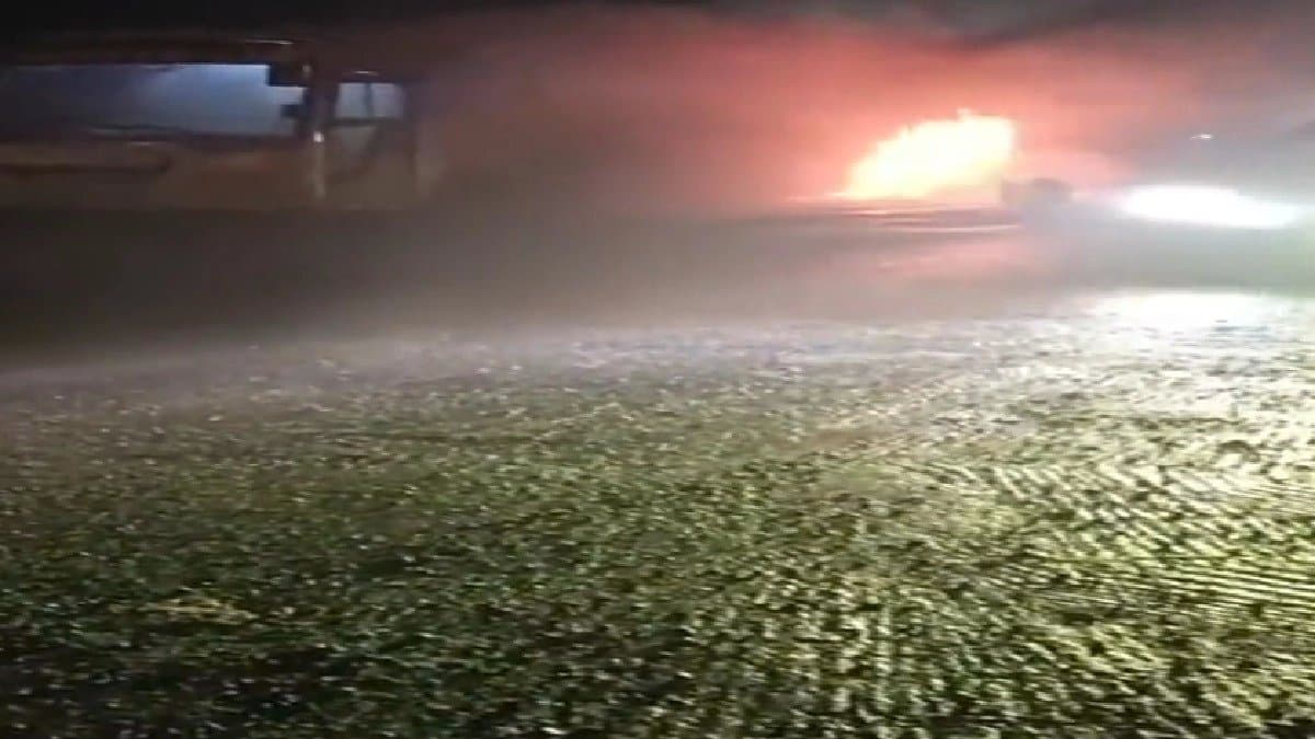 Bus with With 45 On Board Catches Fire 