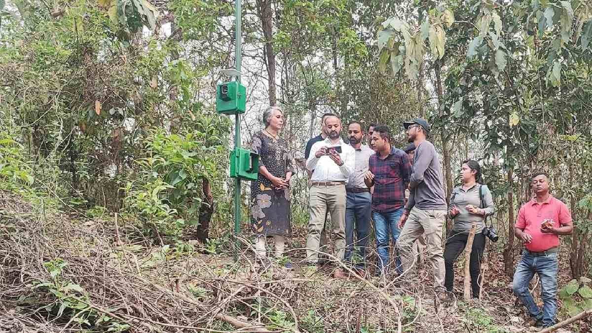 West Bengal Forest Department set up AI based alarming equipment near the railway truck to save elephant