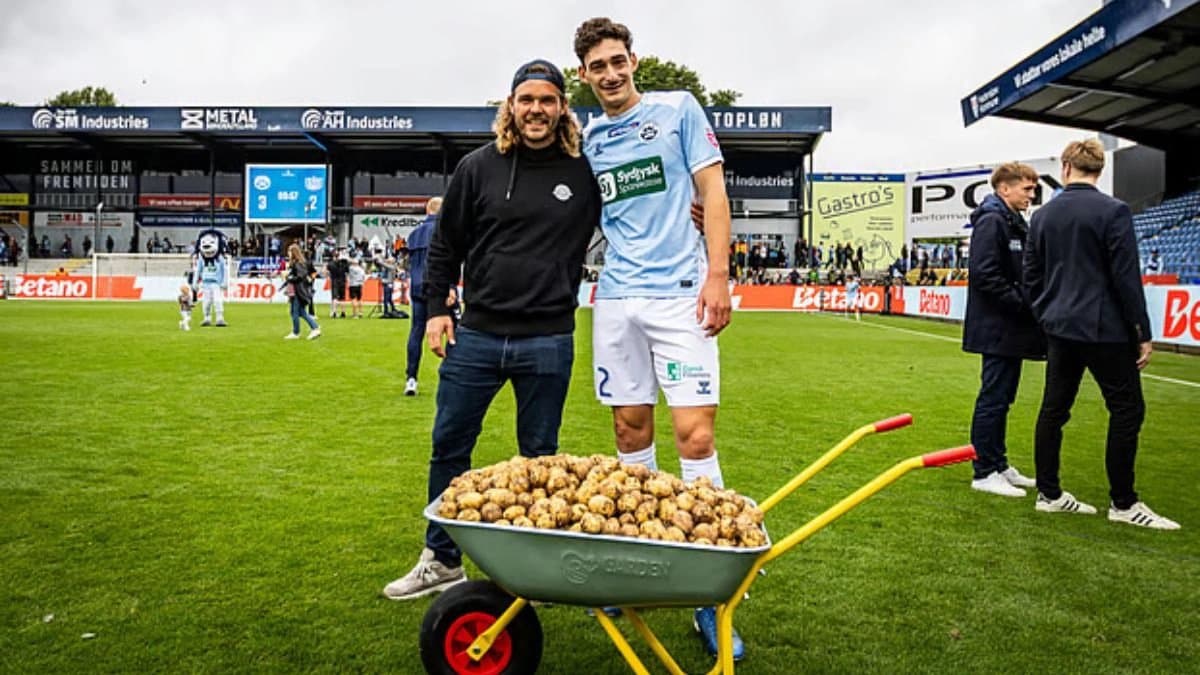 Maxime Soulas was awarded 55kg of potatoes after being named Man Of The Match in the Danish Superliga 