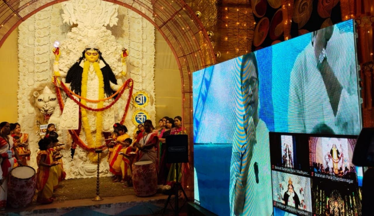 Mamata Banerjee virtually inaugurated Chandannagar jagadhatri puja
