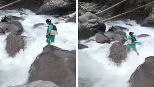 Brave Nurse Crosses Flooded Stream In Himachal Pradesh To Vaccinate Baby 