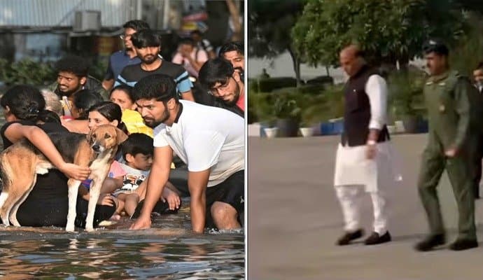 Rajnath Singh's Aerial Survey Today