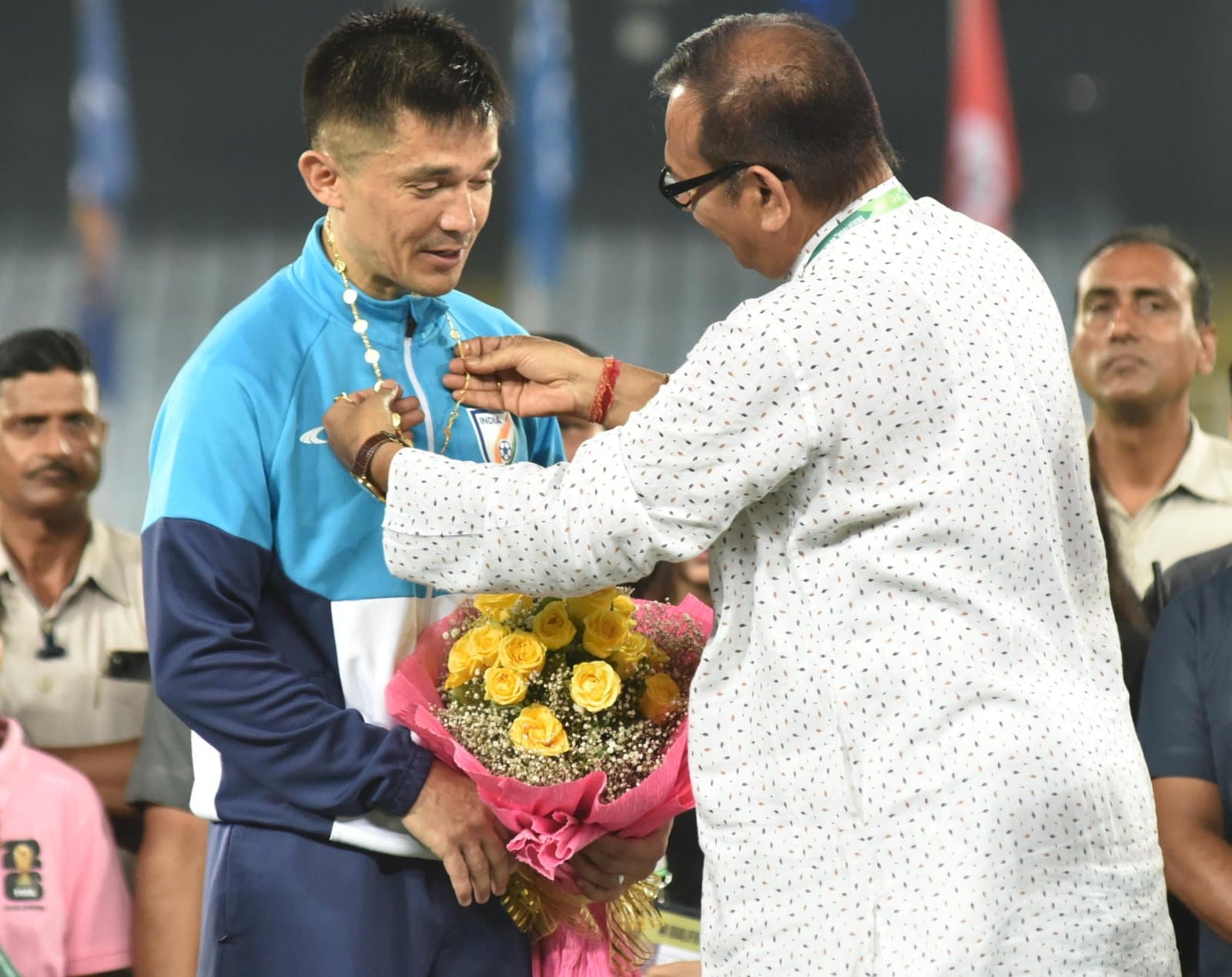 Sunil Chhetri felicitated post India match, gets emotional 