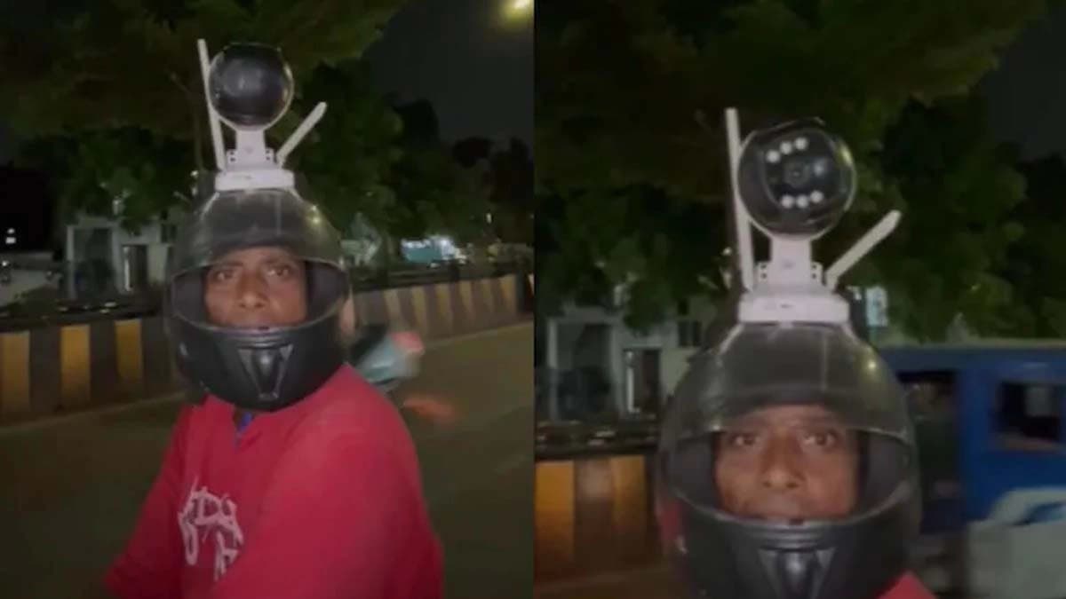 Why Indore man fitted a huge camera on helmet