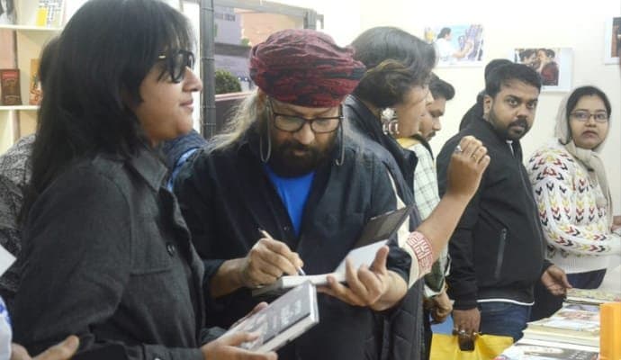 Crowd at aajkaal pavilion in Kolkata book fair