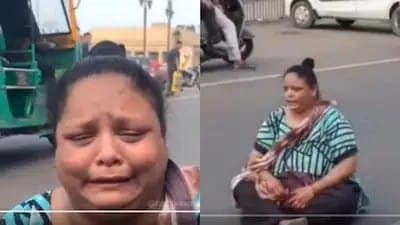 Vadodara witnessed a bizarre protest when a woman sat in the middle of a busy road