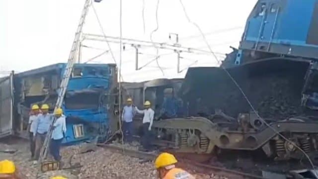 Goods train collide