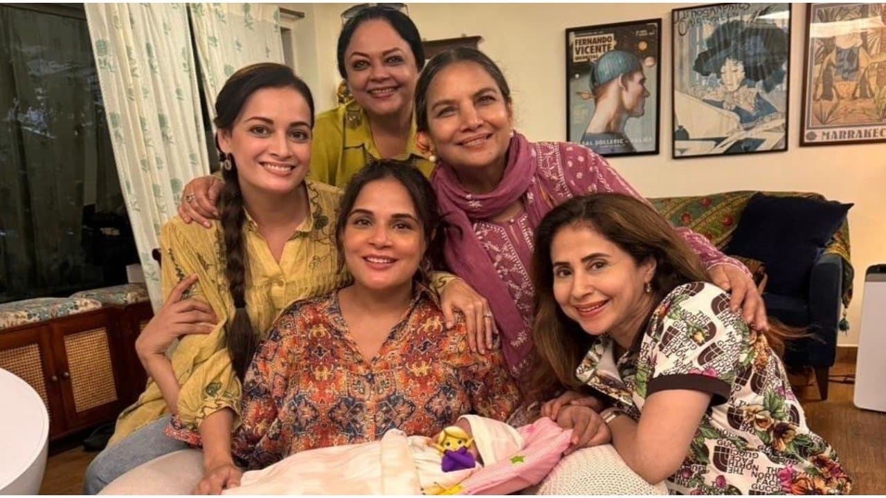 New mom Richa Chadha and baby girl pose with Bollywood ‘masis’ Dia Mirza, Shabana Azmi, among others