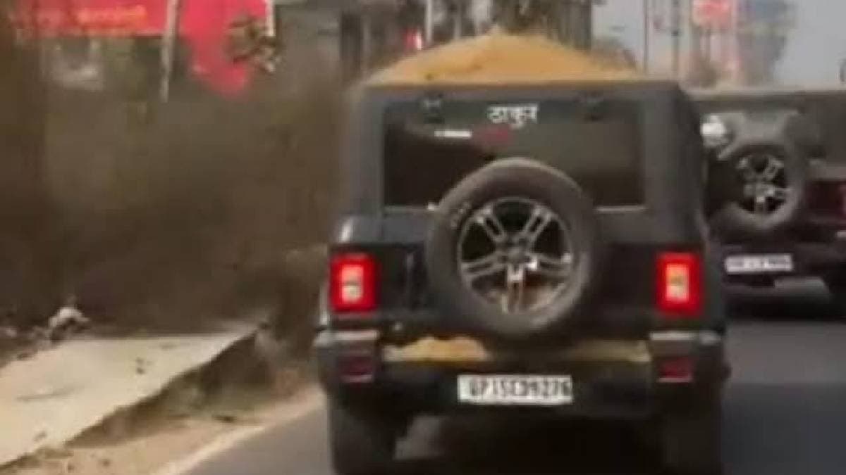Viral Stunt: Man Races With Mud Piled On Thar SUV gnr