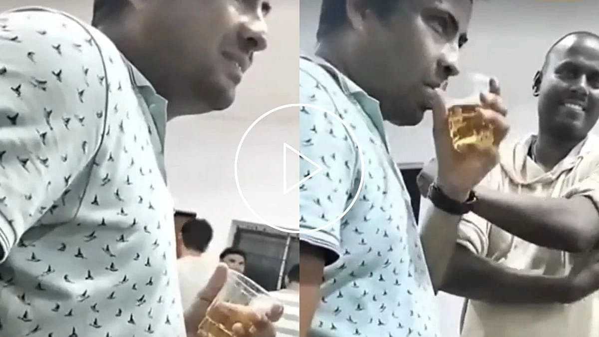 Government Bank Employee Drinking Alcohol At Bank to Celebrate His Last Day At Office