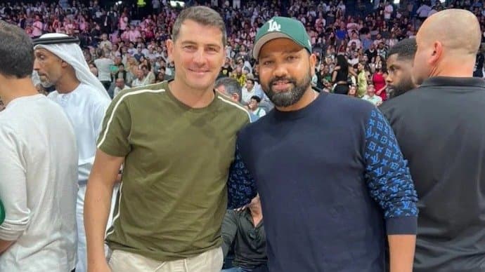 Rohit Sharma meets Spain Legend Iker Casillas at NBA Abu Dhabi Games 2024