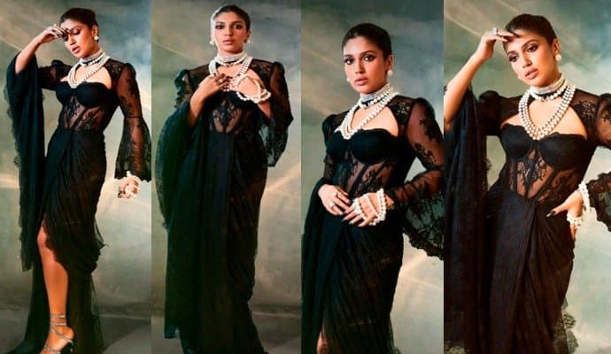 Bhumi Pednekar:    শিফন ব্র্যালেট, স্লিটেড শাড়ি! রেট্রো লুকে নজর কাড়লেন ভূমি! 