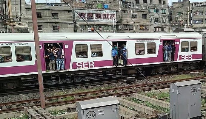 Local train coach derails at Howrah station