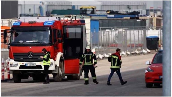 fire at tesla factory in germany