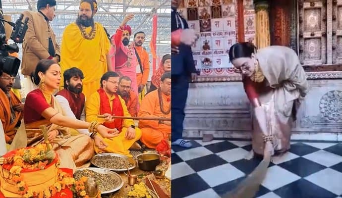 Kangana Ranaut Sweeps Ayodhya's Hanuman Temple Floor