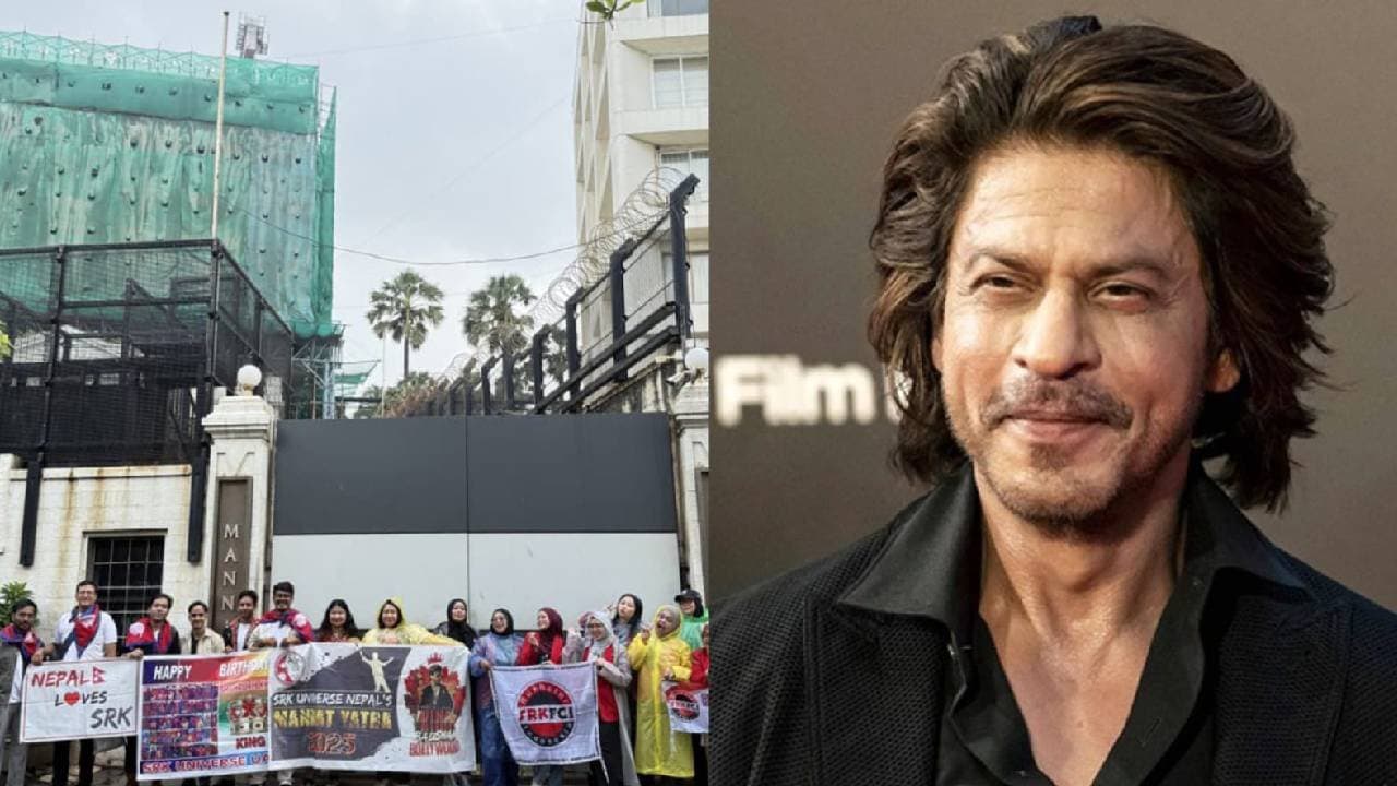 Fans gather outside of Mannat for Shah Rukh Khan s 60th birthday 