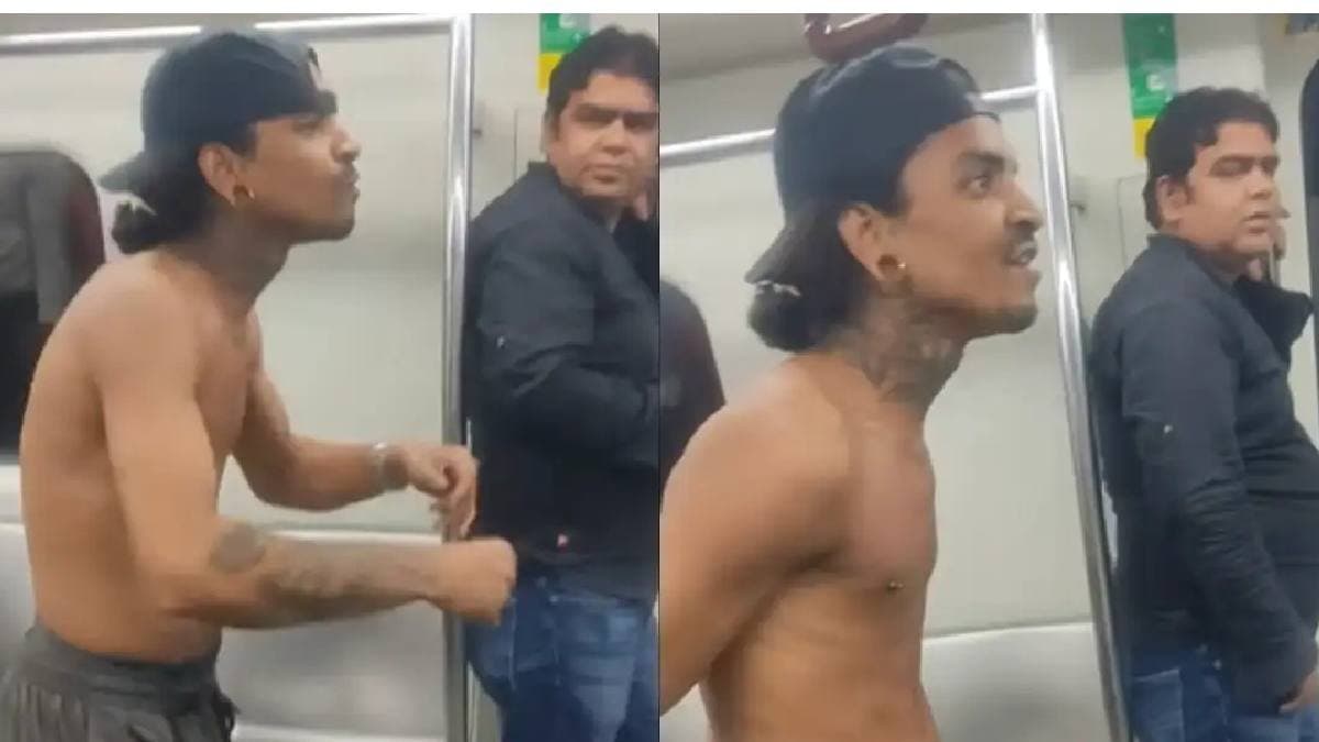 Metro Passenger Aggressively Invites others without shirt