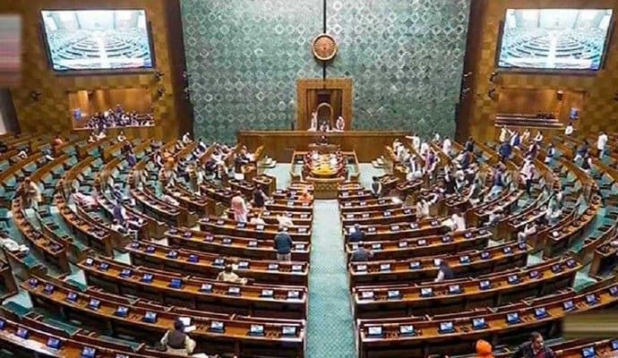 suspended MPs sit on stairs of Parliament makar dwar
