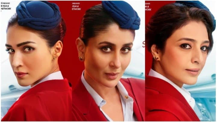  Kriti-Tabu-Kareena: লাল ব্লেজার ড্রেস, মাথায় টুপি, ঠোঁট গাঢ় লাল - কোথায় টেক অফ করলেন তাবু, করিনা, কৃতি ?
