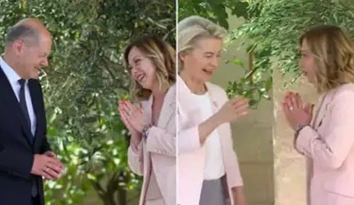 Giorgia Meloni greets world leaders at G7 Summit with ‘namaste’