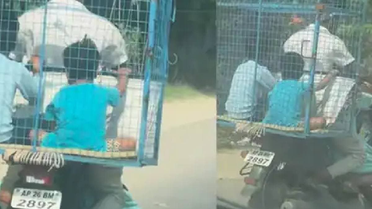  Man Carries Kids In Chicken Carrier viral video 