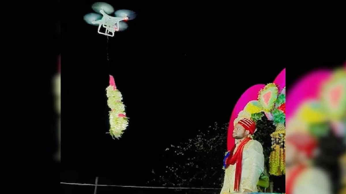 Drone Carrying Varmala crashes Mid Ceremony in Viral Video
