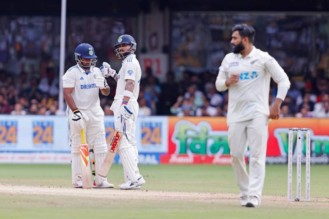 Late India vs Newzealand bengaluru test Virat Kohli heartbreak pegs India back in pursuit of miracle