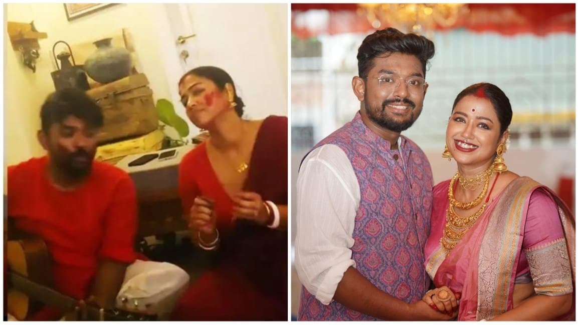 shovan ganguly and actress sohini sarkar celebrates their first dussehra ent