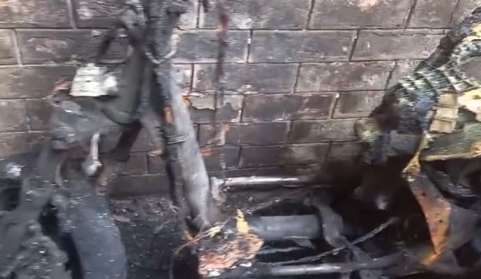 bjp booth agent at belgachia alleged his bike torched by goons