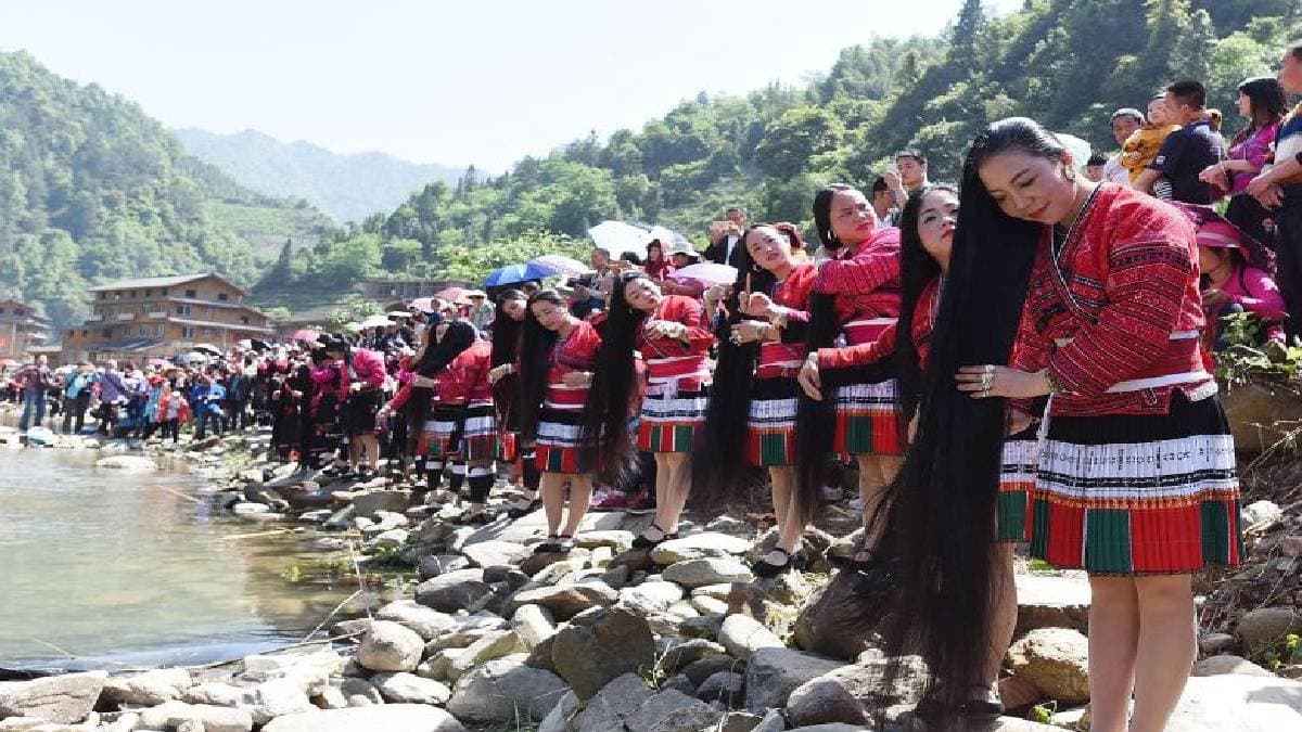 Every woman in this Chinese village has hair that is 5 to 6 feet long.