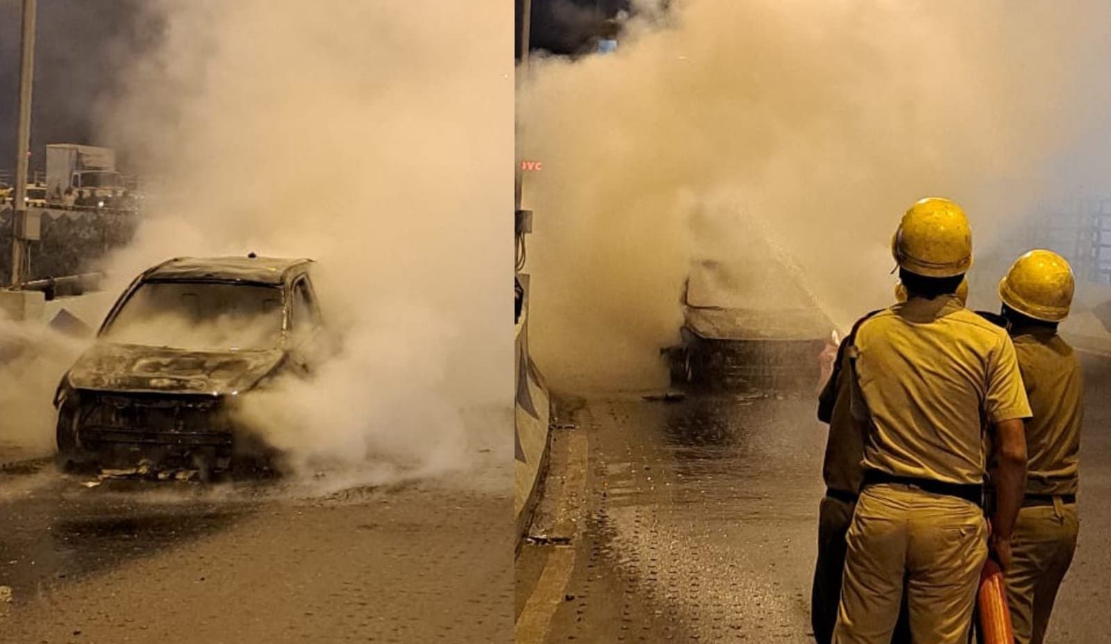 Moving car caught fire in Ultadanga flyover 