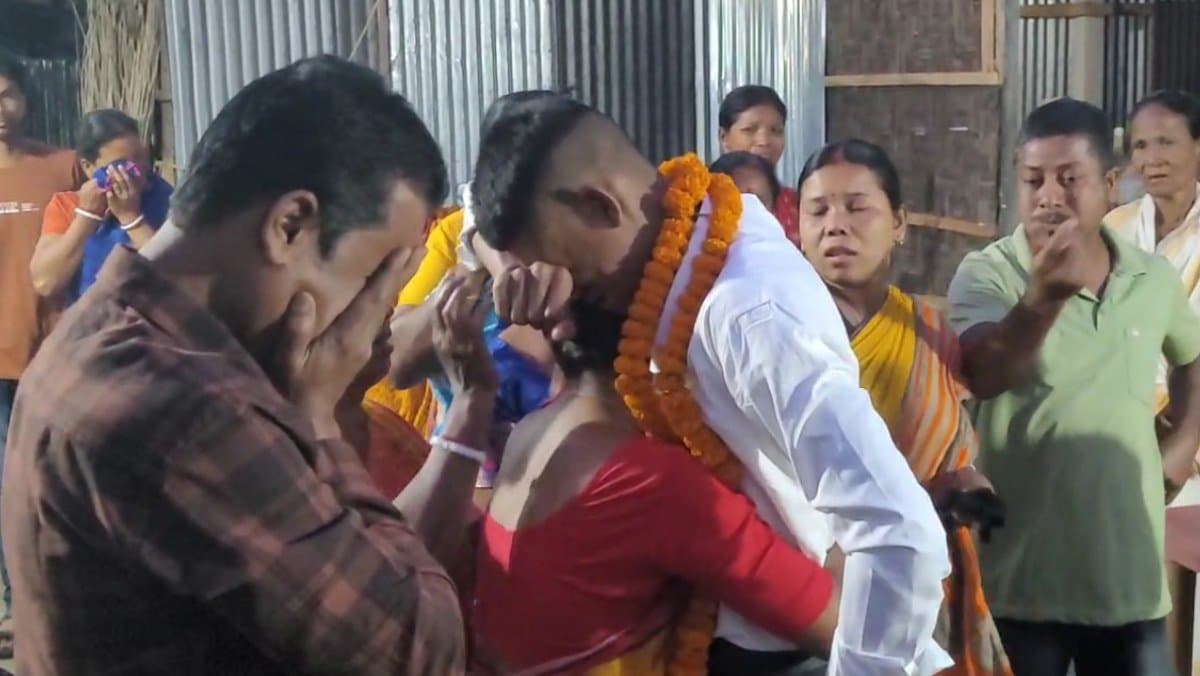 Residents of a Maynaguri village celebrates when a villager  joins Agniveer