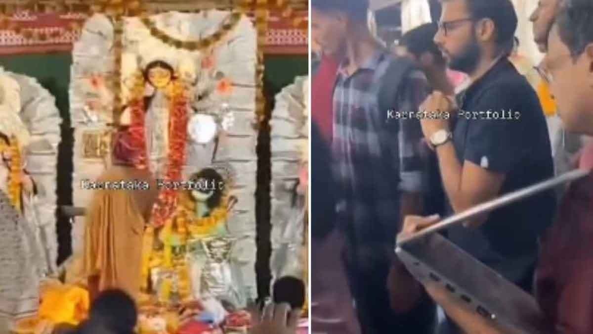 Man attends client meeting at Durga Puja pandal in Bengaluru gnr 