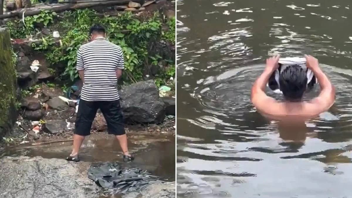 Man Urinates In Lonavala’s Bushi Dam As Another Swims Next To Him