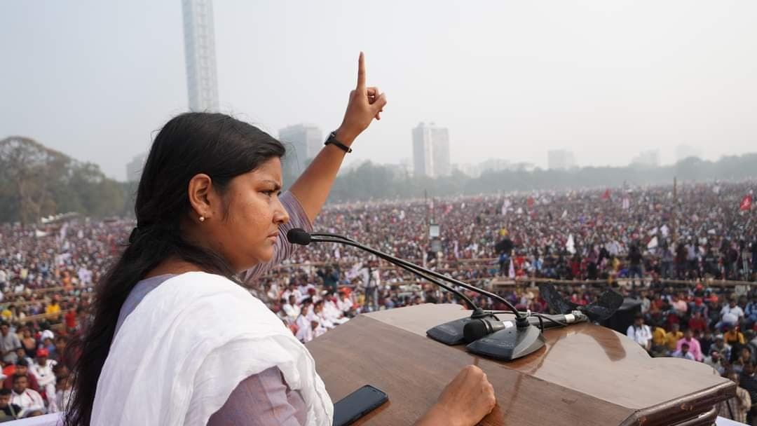Minakshi Mukherjee sent Buddhadeb's message at the end of the brigade rally