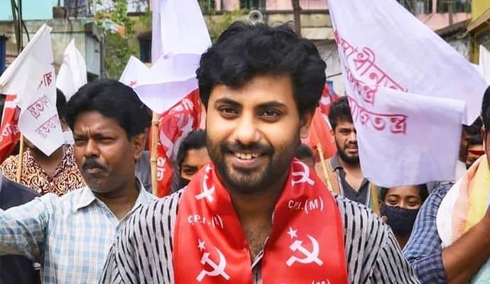 Srijan Bhattacharya protest at patuli police station