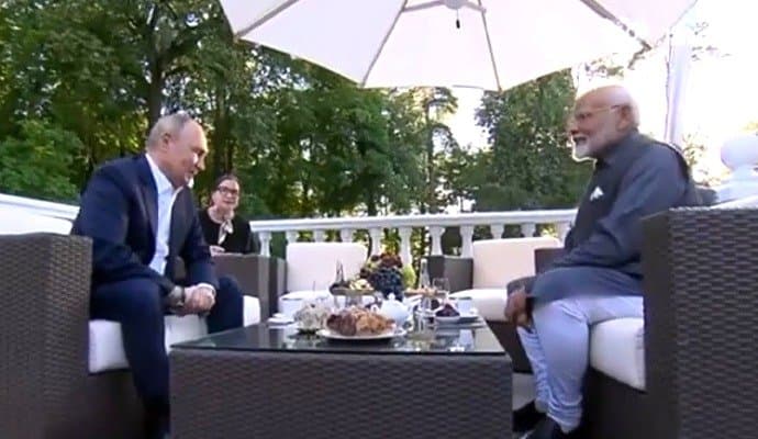 PM Modi Hugs Putin On Russia Visit