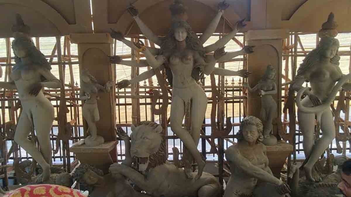 Durga Puja 2024 Murshidabad Kandi arabinda sporting club pujo preparation gnr 